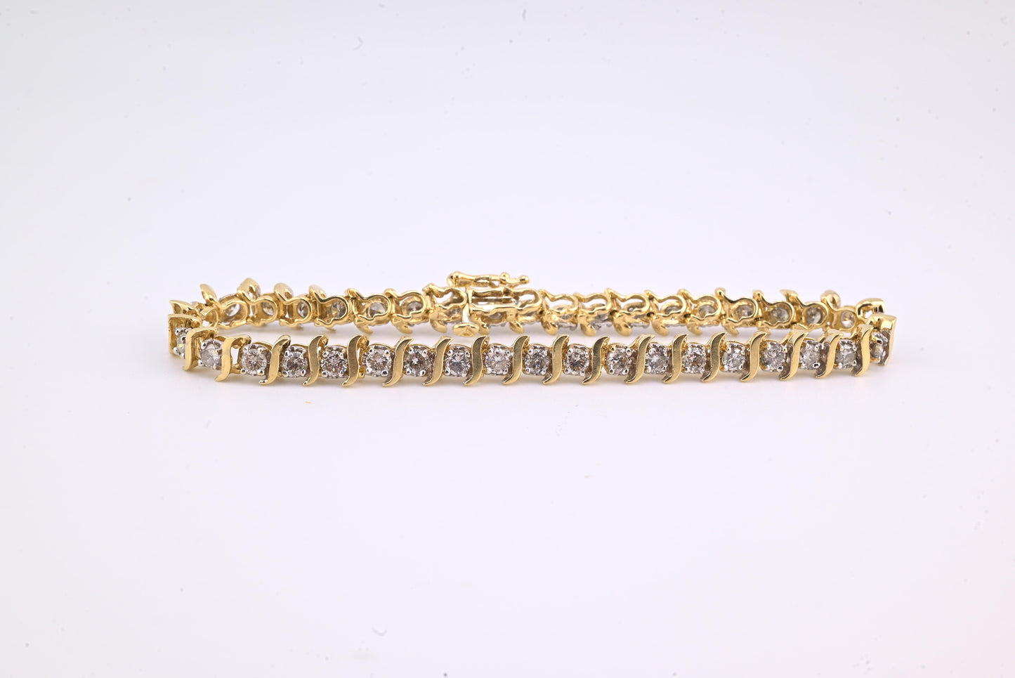 14K Yellow Gold Diamond Tennis Bracelet 2.80 CTW 40 Diamonds 7.5” Estate Jewelry