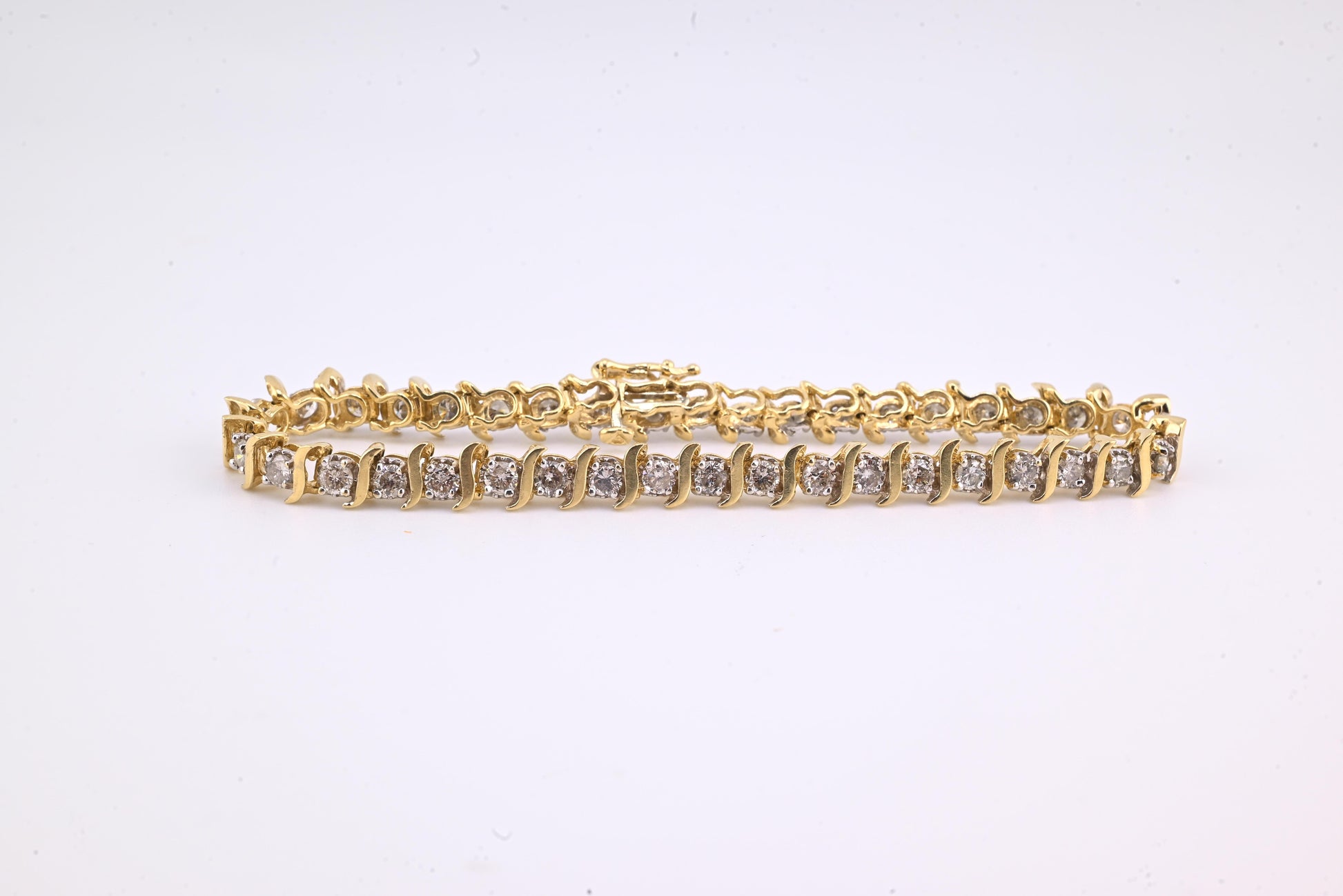 14K Yellow Gold Diamond Tennis Bracelet 2.80 CTW 40 Diamonds 7.5” Estate Jewelry