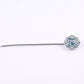 Vintage 10K White Gold Stick Pin Blue Spinel Lab Grown Lapel Tie Pin Estate 2.5”