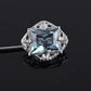 Vintage 10K White Gold Stick Pin Blue Spinel Lab Grown Lapel Tie Pin Estate 2.5”