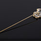 Art Deco 14K Gold & Platinum Diamond Stick Pin Old Euro Cut Antique Lapel Tie