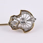 Art Deco 14K Gold & Platinum Diamond Stick Pin Old Euro Cut Antique Lapel Tie
