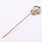 Art Deco 14K Gold & Platinum Diamond Stick Pin Old Euro Cut Antique Lapel Tie