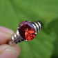 IGI Certified 14K White Gold Ring With Red Labradorite Feldspar Size 7
