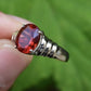 IGI Certified 14K White Gold Ring With Red Labradorite Feldspar Size 7