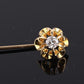 Antique 10K Yellow Gold Diamond Stick Pin Old Euro Old Mine Cut Lapel Tie Pin