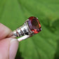 IGI Certified 14K White Gold Ring With Red Labradorite Feldspar Size 7