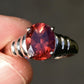 IGI Certified 14K White Gold Ring With Red Labradorite Feldspar Size 7