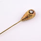 Antique 14K Yellow Gold Diamond Stick Pin Old Euro Old Mine Cut Lapel Tie Pin