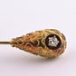 Antique 14K Yellow Gold Diamond Stick Pin Old Euro Old Mine Cut Lapel Tie Pin