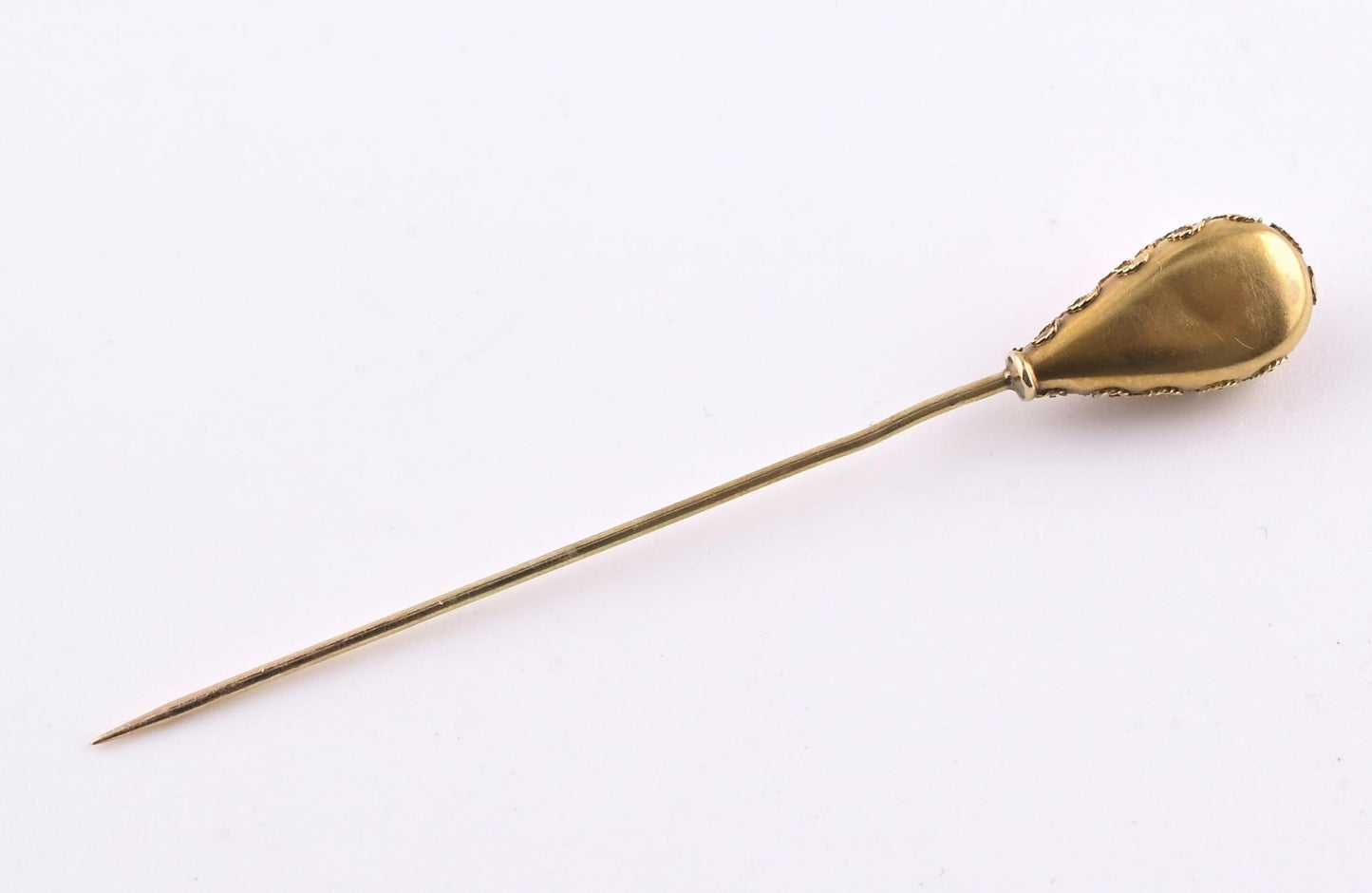 Antique 14K Yellow Gold Diamond Stick Pin Old Euro Old Mine Cut Lapel Tie Pin