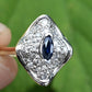 14K Yellow & White Gold Ring With Natural Sapphires, Diamonds Ring Size 6.25