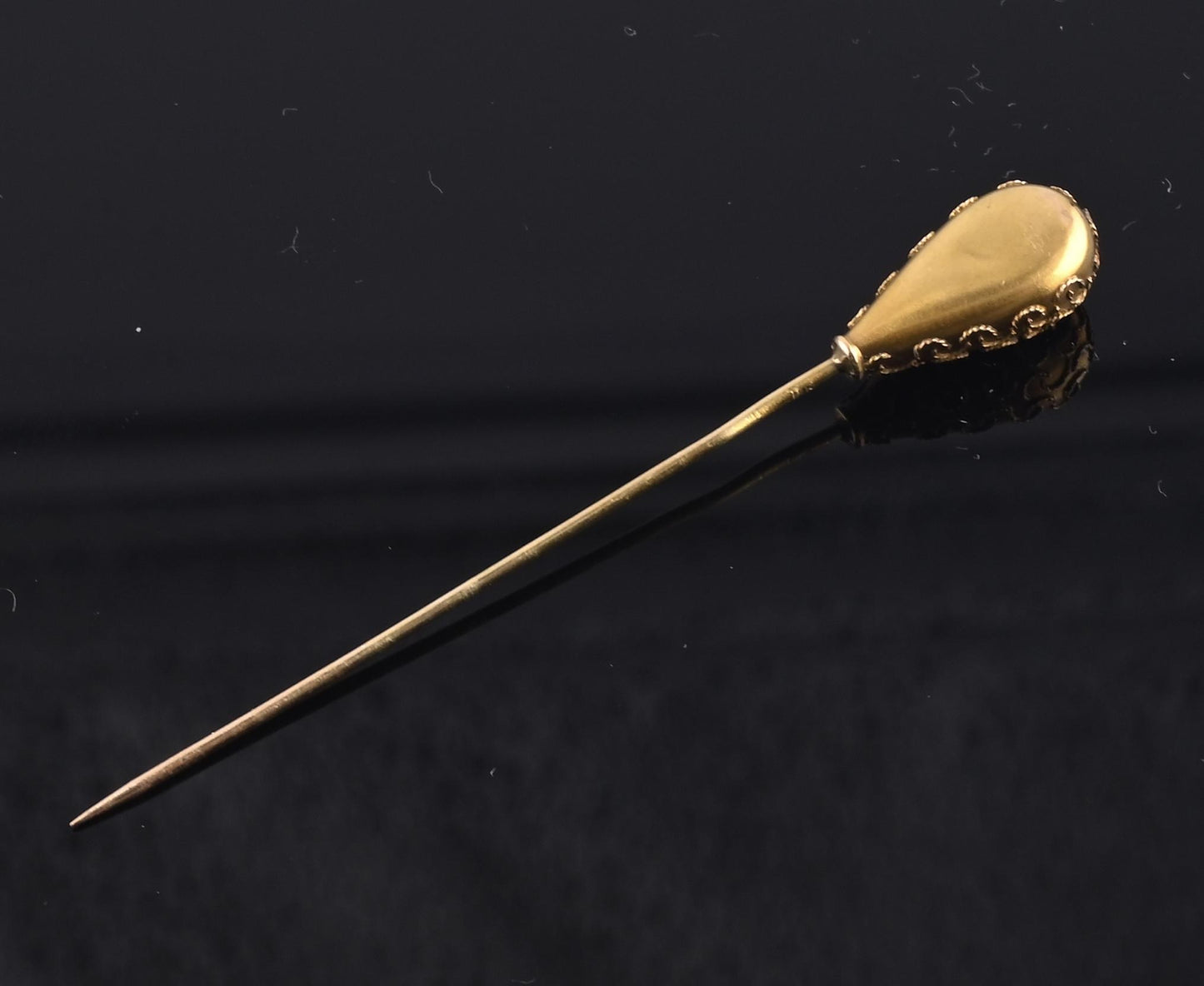 Antique 14K Yellow Gold Diamond Stick Pin Old Euro Old Mine Cut Lapel Tie Pin