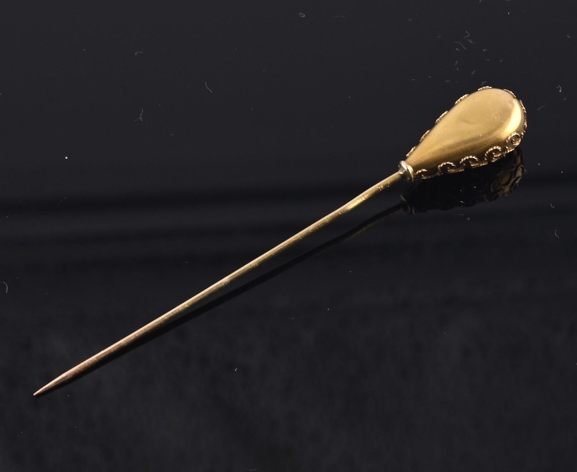 Antique 14K Yellow Gold Diamond Stick Pin Old Euro Old Mine Cut Lapel Tie Pin