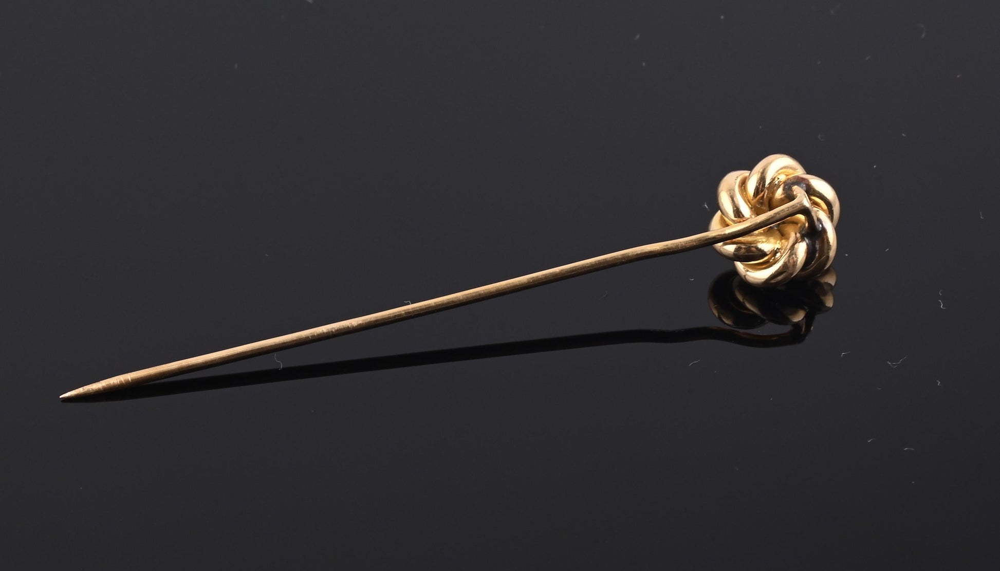 Antique 14K Yellow Gold Diamond Stick Pin Old Euro Old Mine Cut Lapel Tie Pin