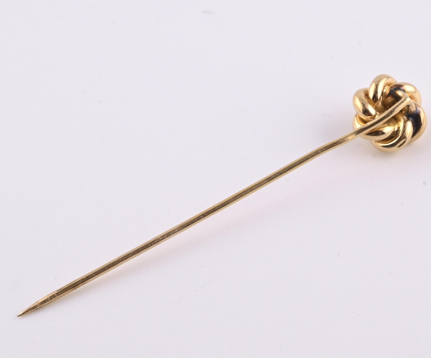 Antique 14K Yellow Gold Diamond Stick Pin Old Euro Old Mine Cut Lapel Tie Pin