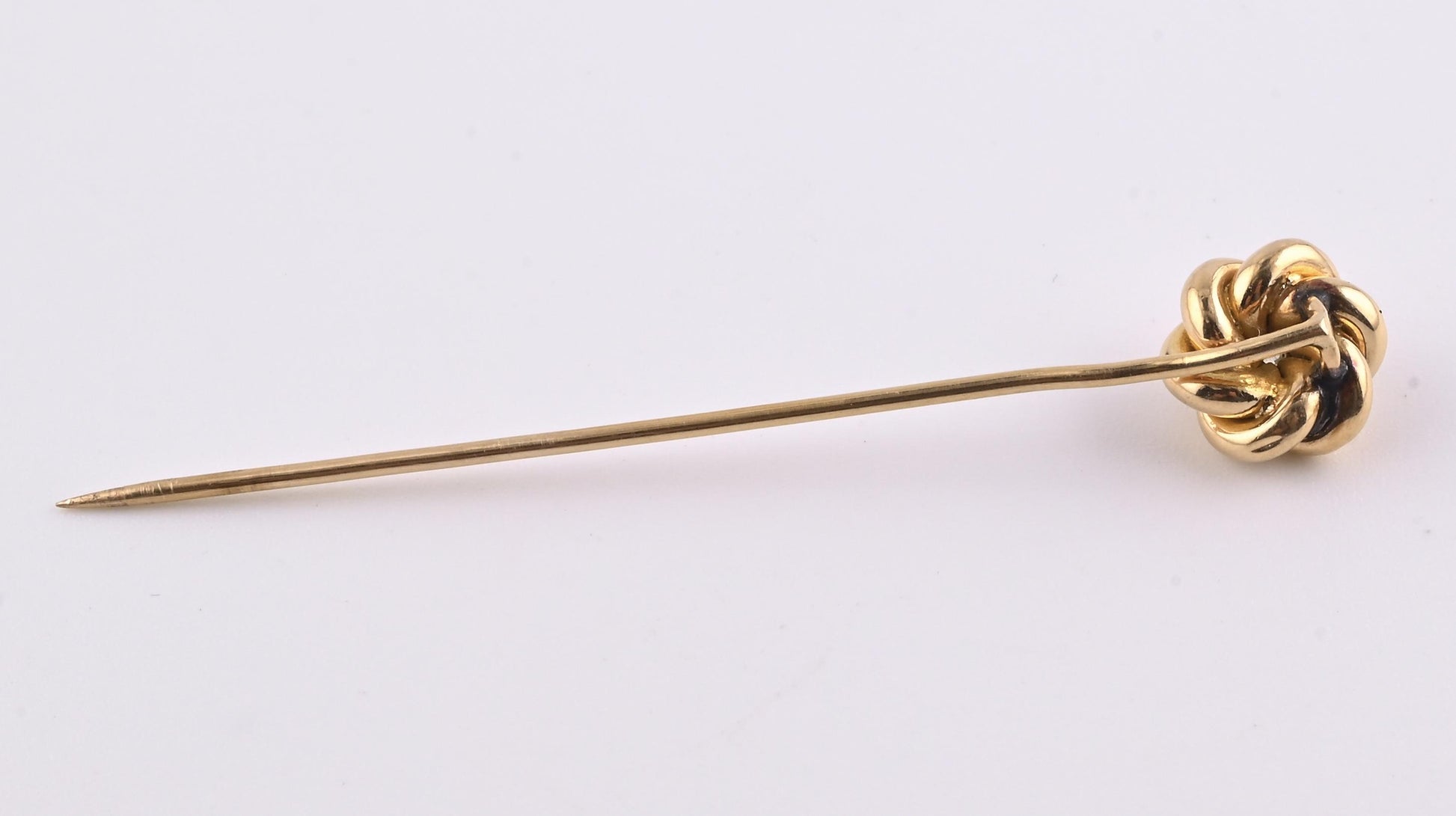 Antique 14K Yellow Gold Diamond Stick Pin Old Euro Old Mine Cut Lapel Tie Pin