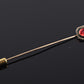 Vintage 10K Gold Stick Pin Lab Ruby Tie Lapel Hat Pin 2 5/8” Estate Jewelry
