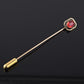 Vintage 10K Gold Stick Pin Lab Ruby Tie Lapel Hat Pin 2 5/8” Estate Jewelry