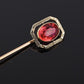 Vintage 10K Gold Stick Pin Lab Ruby Tie Lapel Hat Pin 2 5/8” Estate Jewelry