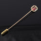 Vintage 10K Gold Stick Pin Lab Ruby Tie Lapel Hat Pin 2 5/8” Estate Jewelry