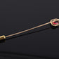 Vintage 10K Gold Stick Pin Lab Ruby Tie Lapel Hat Pin 2 5/8” Estate Jewelry