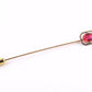 Vintage 10K Gold Stick Pin Lab Ruby Tie Lapel Hat Pin 2 5/8” Estate Jewelry