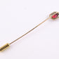 Vintage 10K Gold Stick Pin Lab Ruby Tie Lapel Hat Pin 2 5/8” Estate Jewelry