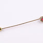 Vintage 10K Gold Stick Pin Lab Ruby Tie Lapel Hat Pin 2 5/8” Estate Jewelry