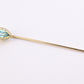 Vintage 10K Yellow Gold Stick Pin Blue Spinel Lab Grown Lapel Tie Pin Estate 2.5