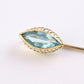 Vintage 10K Yellow Gold Stick Pin Blue Spinel Lab Grown Lapel Tie Pin Estate 2.5