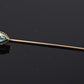 Vintage 10K Yellow Gold Stick Pin Blue Spinel Lab Grown Lapel Tie Pin Estate 2.5