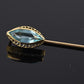 Vintage 10K Yellow Gold Stick Pin Blue Spinel Lab Grown Lapel Tie Pin Estate 2.5