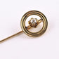 Antique 10K Yellow Gold Diamond Stick Pin Hat Lapel Tie Pin 2.25” Estate Jewelry