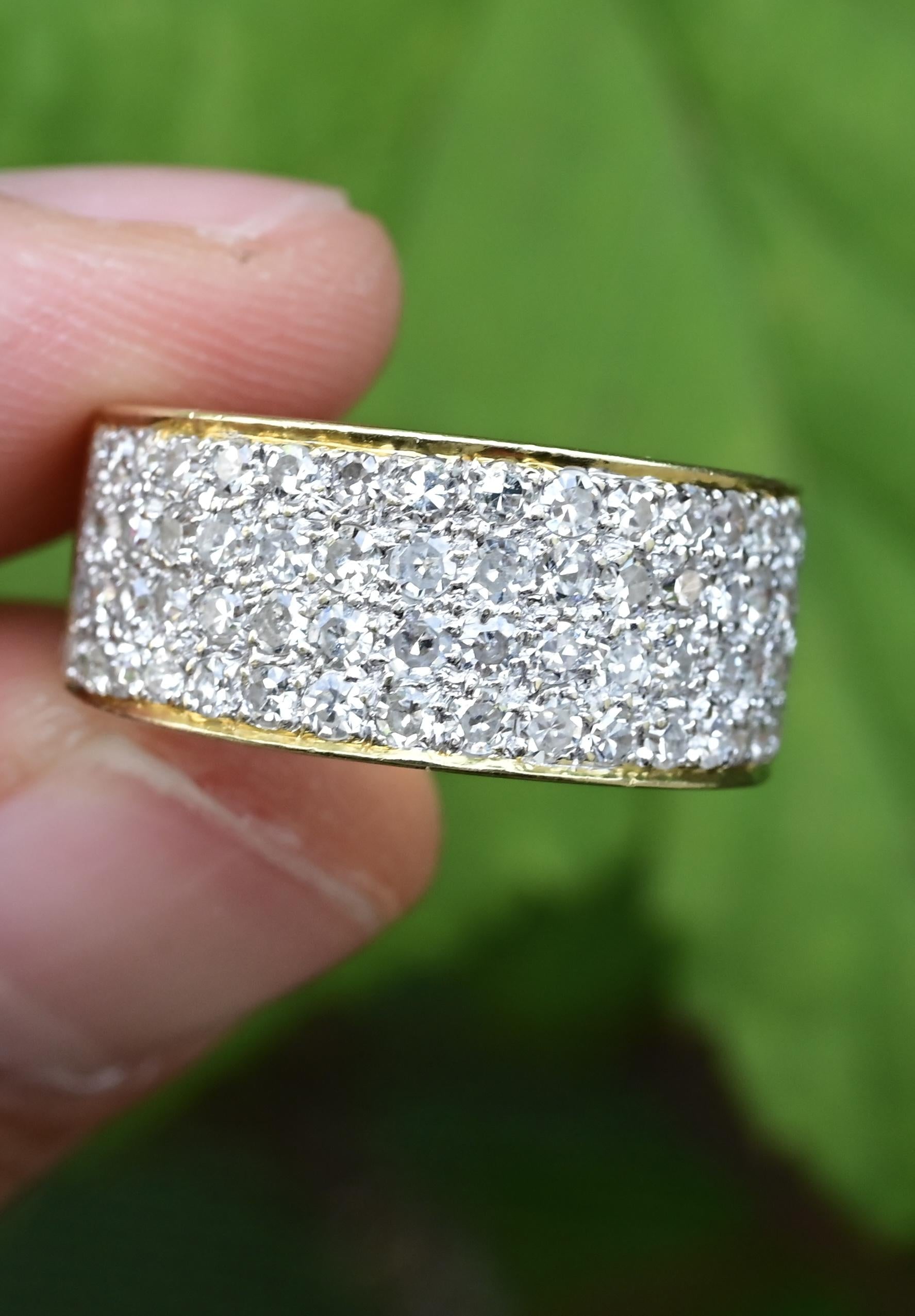 14K Yellow Gold Natural Diamond Band Ring 1.70 Carats IGI Certified