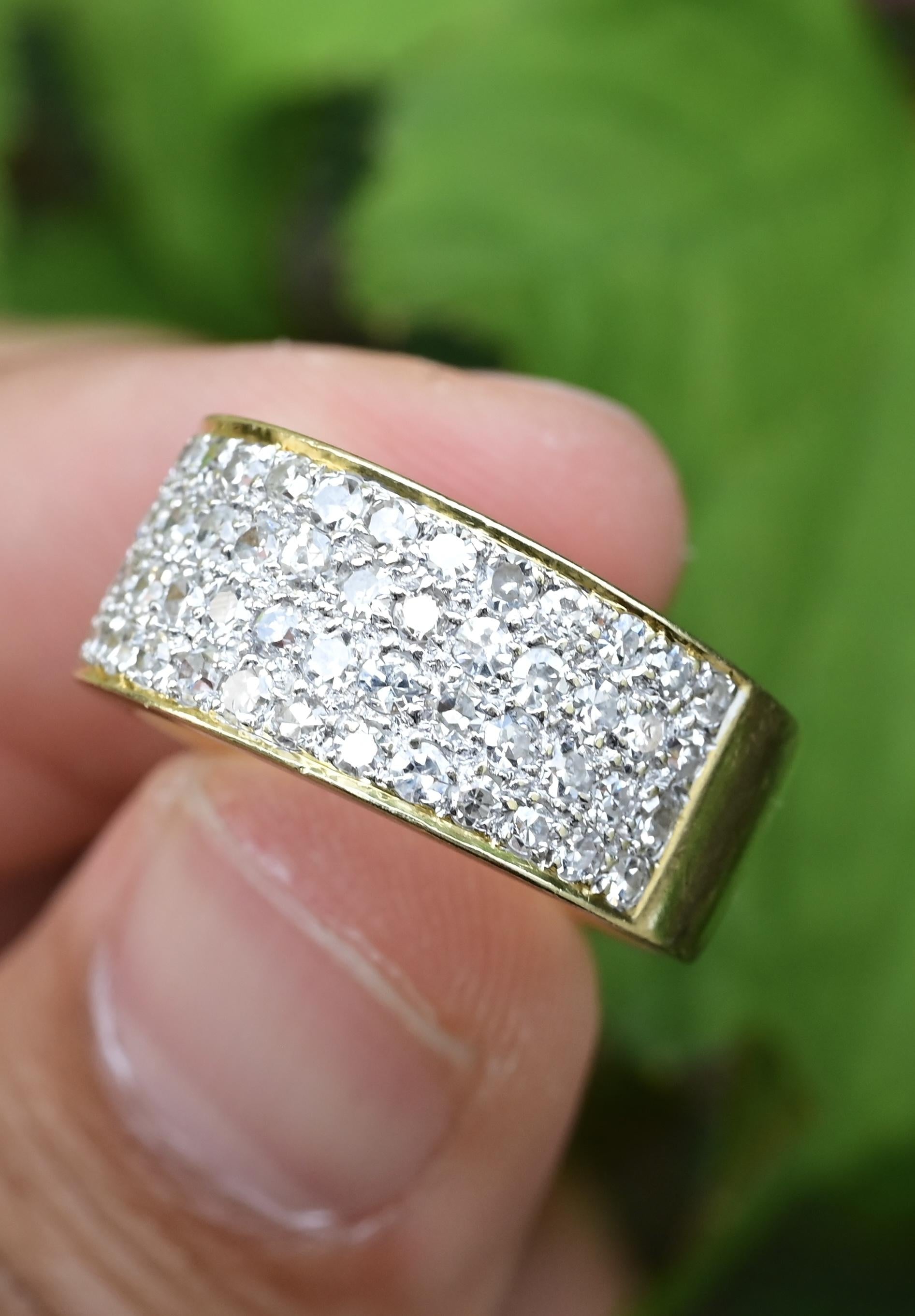 14K Yellow Gold Natural Diamond Band Ring 1.70 Carats IGI Certified