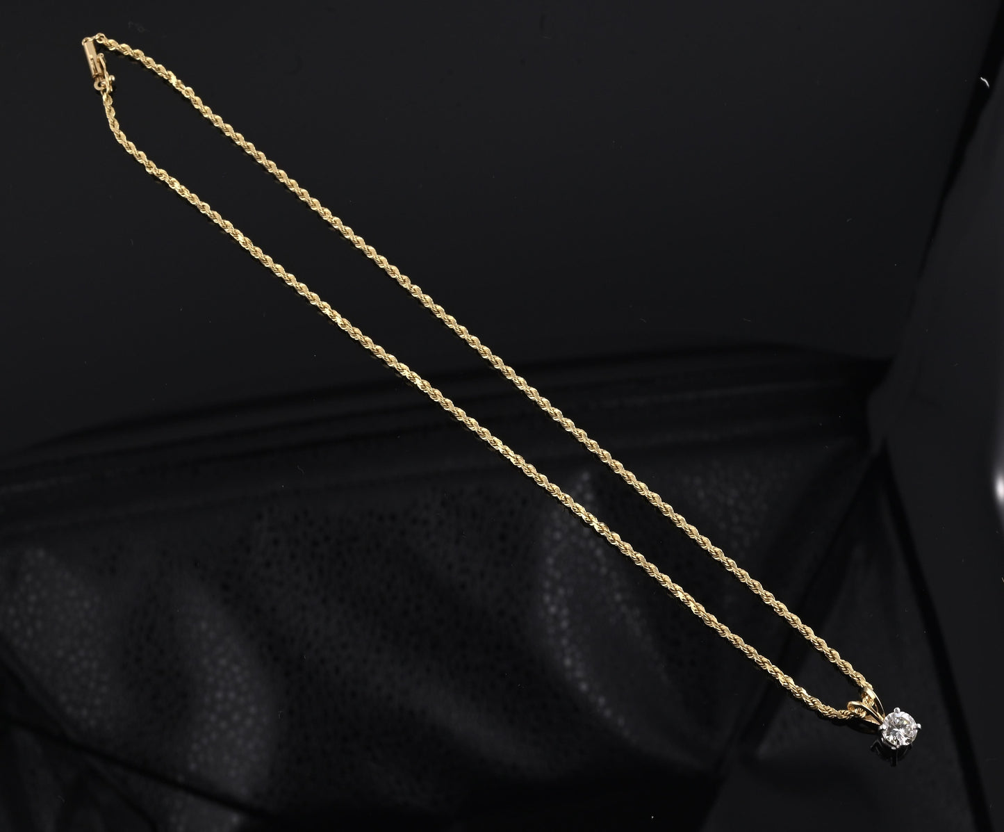 14K Yellow & White Gold Diamond Solitaire Necklace Pendant 0.75 CT VS2–SI1