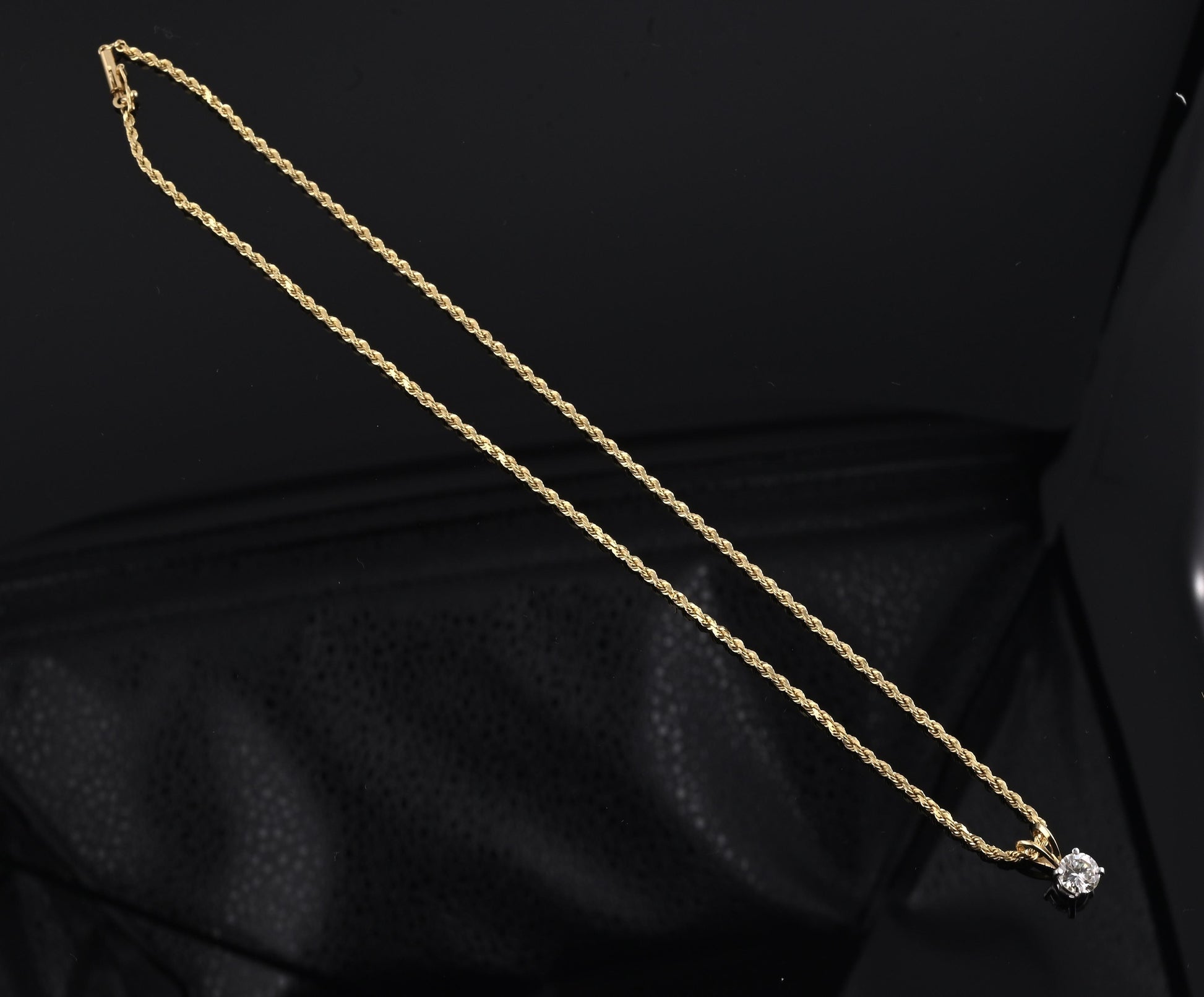 14K Yellow & White Gold Diamond Solitaire Necklace Pendant 0.75 CT VS2–SI1