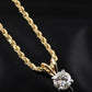14K Yellow & White Gold Diamond Solitaire Necklace Pendant 0.75 CT VS2–SI1