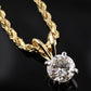 14K Yellow & White Gold Diamond Solitaire Necklace Pendant 0.75 CT VS2–SI1