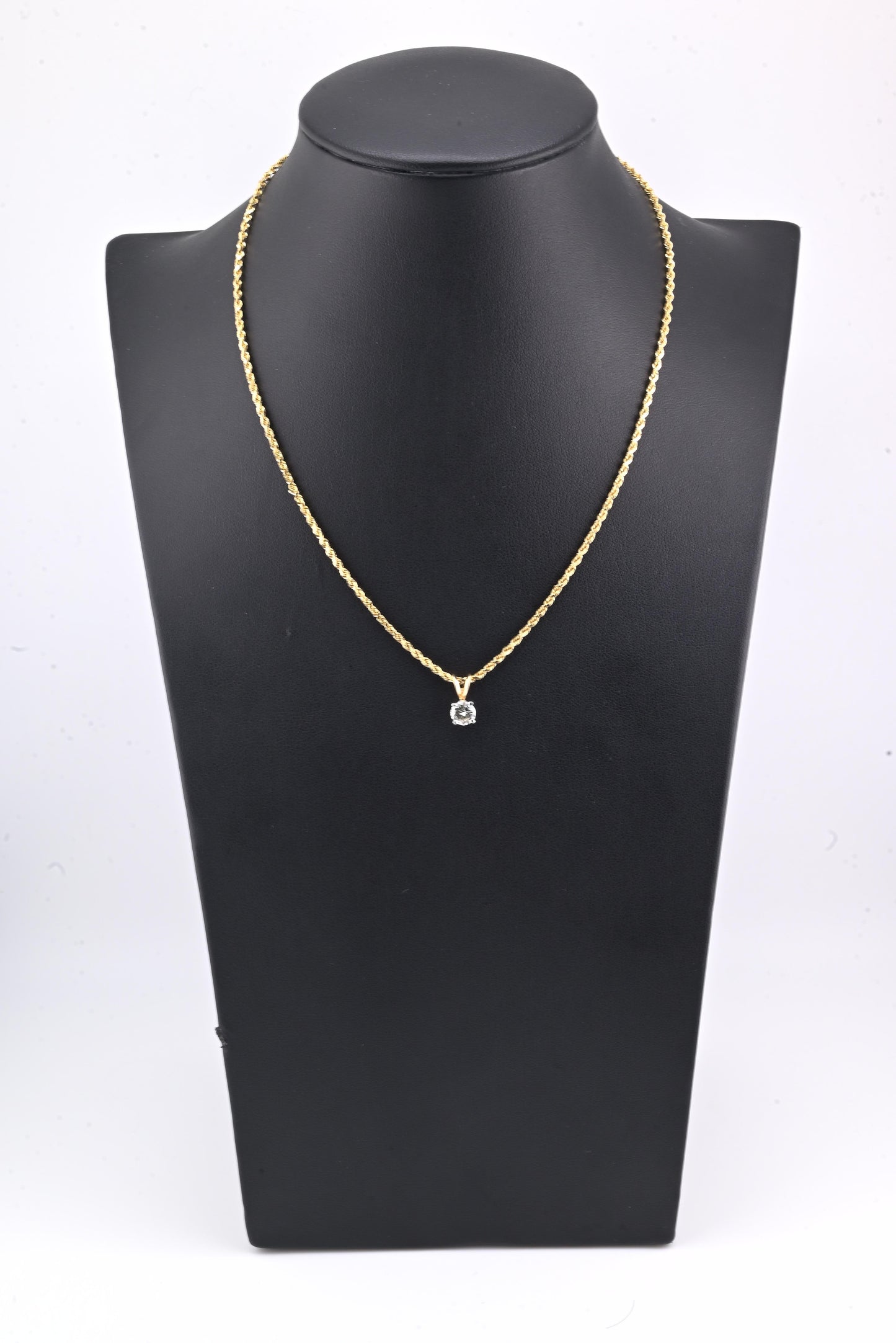 14K Yellow & White Gold Diamond Solitaire Necklace Pendant 0.75 CT VS2–SI1