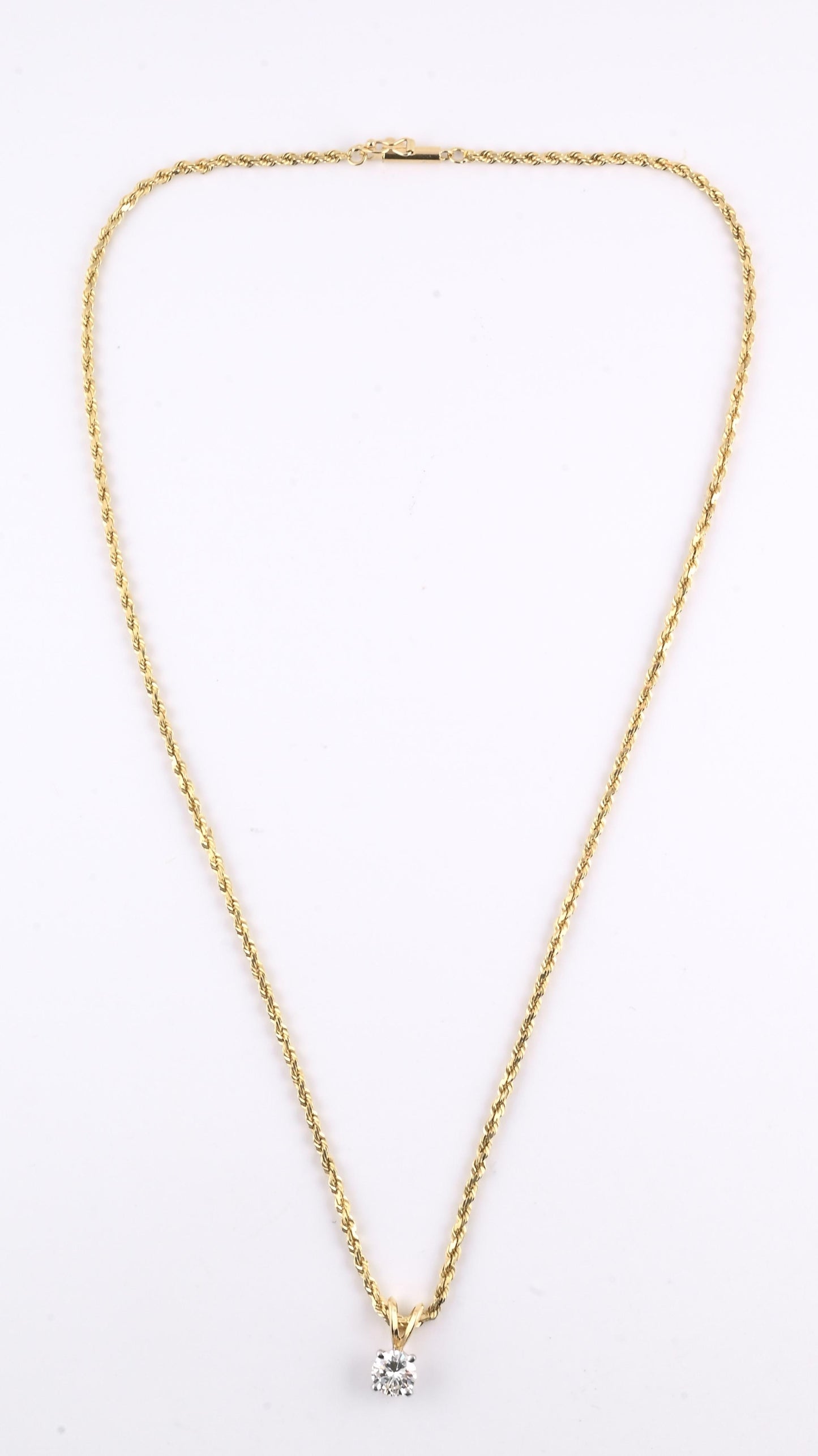 14K Yellow & White Gold Diamond Solitaire Necklace Pendant 0.75 CT VS2–SI1
