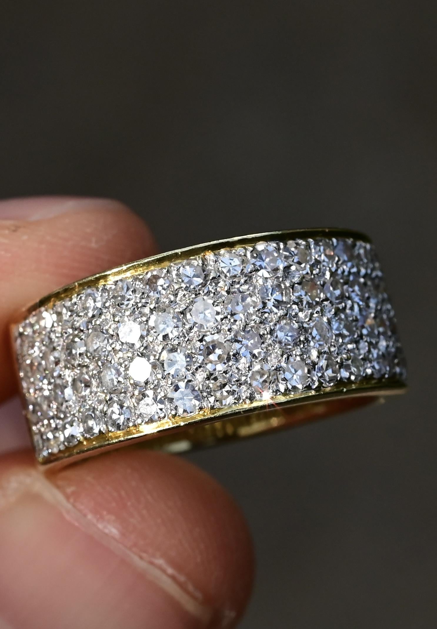14K Yellow Gold Natural Diamond Band Ring 1.70 Carats IGI Certified