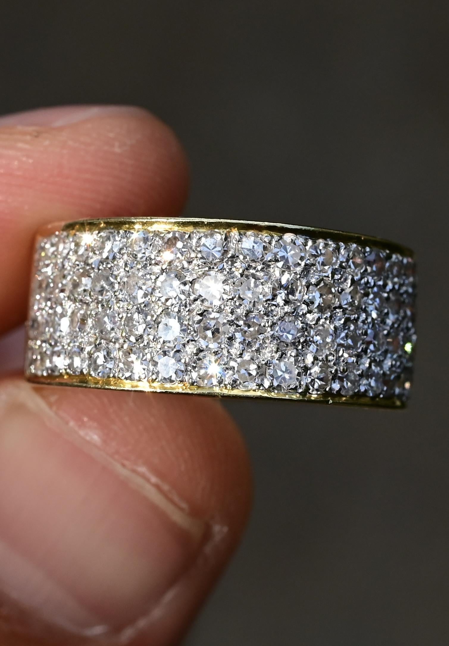 14K Yellow Gold Natural Diamond Band Ring 1.70 Carats IGI Certified