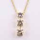 14K Yellow Gold Diamond Necklace w/ Three Stone Drop Pendant 1.92 CTW