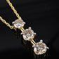14K Yellow Gold Diamond Necklace w/ Three Stone Drop Pendant 1.92 CTW