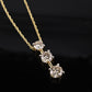 14K Yellow Gold Diamond Necklace w/ Three Stone Drop Pendant 1.92 CTW