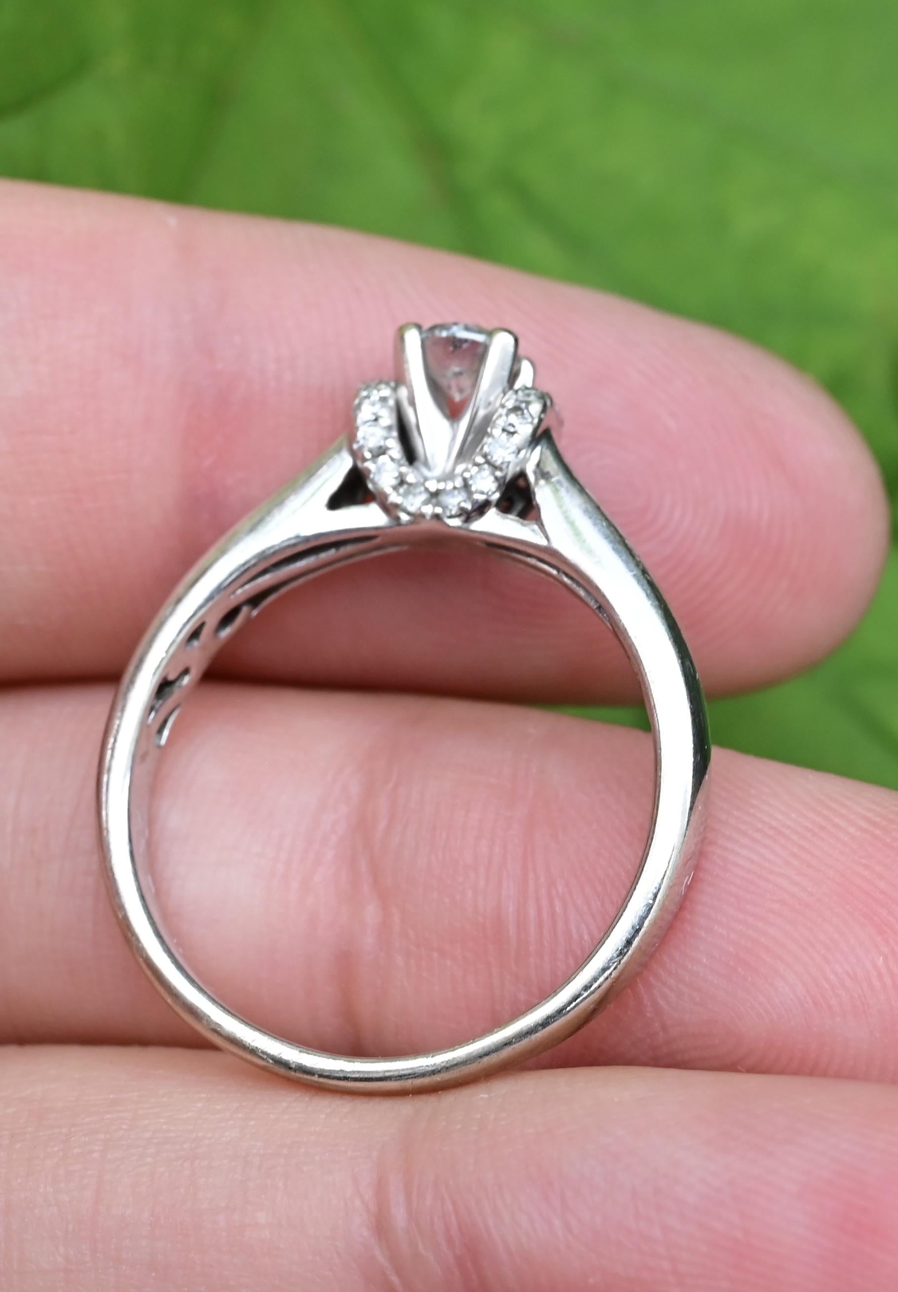 14K White Gold Diamond Ring .51 Total Carat Weight Size 9 IGI Certified