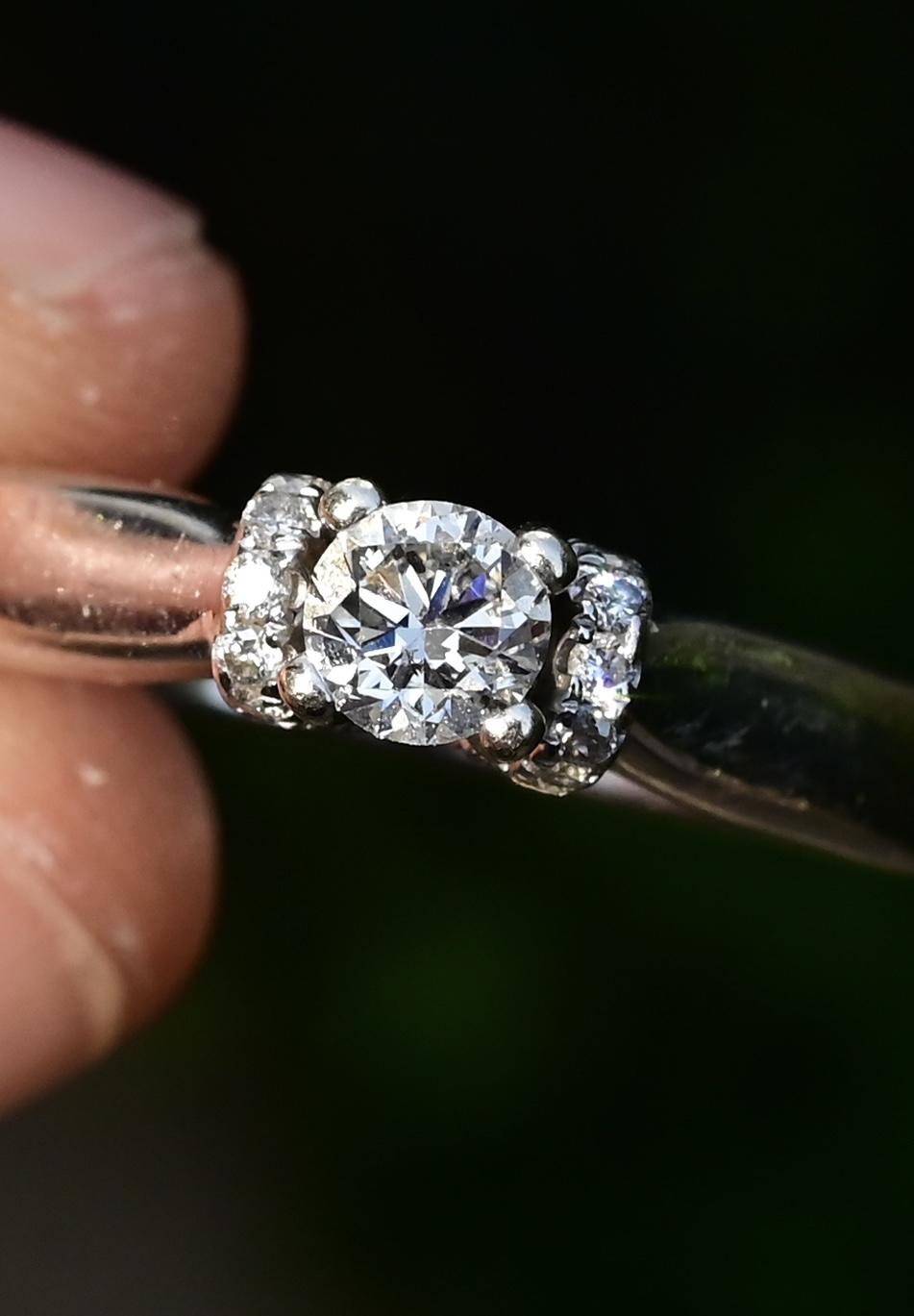 14K White Gold Diamond Ring .51 Total Carat Weight Size 9 IGI Certified