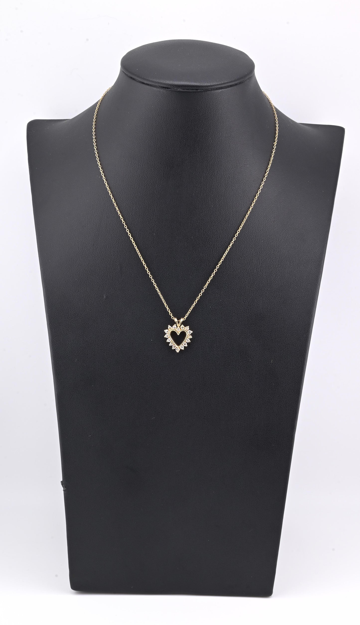 14K Yellow Gold Diamond Heart Pendant Necklace Natural Earth Mined Diamonds